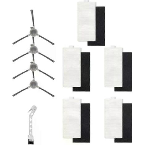 Kit de remplacement de filtres et brosses latérales pour aspirateur robot Lefant M1/M2 Pro : 5 filtres + 4 brosses latérales + outil de nettoyage - JXLGV (1/4)