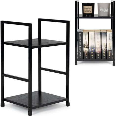 Libreria moderna in legno comodino con 2 ripiani loft nero