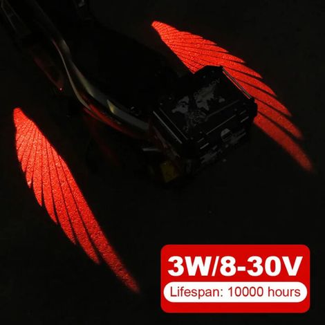 Lot de 2 feux de bienvenue Angel Wing pour motos, feux de fond à LED, projecteurs, accessoires d'éclairage d'ambiance décoratifs (rouge)