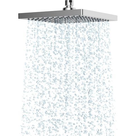 Regenduschkopf, 20 x 20 cm (8 Zoll), feststehender quadratischer Anti-Kalk-Duschkopf, Edelstahl-Duschkopf mit hohem Wasserdruck, verstellbarem Winkel und Schwenkfunktion, verchromt (1/5)