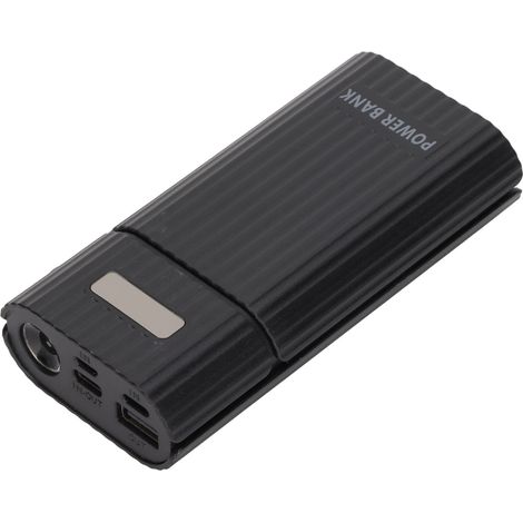 Boîtier de Batterie H02 2x 21700 avec 3 Ports USB - Power Bank DIY pour Téléphone, Chargeur Portable Noir