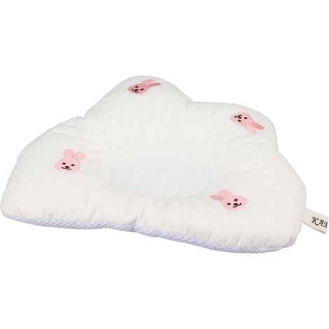 Oreiller bébé en forme de nuage, doux et respirant, en coton PP, mignon et idéal pour les nouveau-nés et leurs siestes. Motif lapin nuage. (1/5)