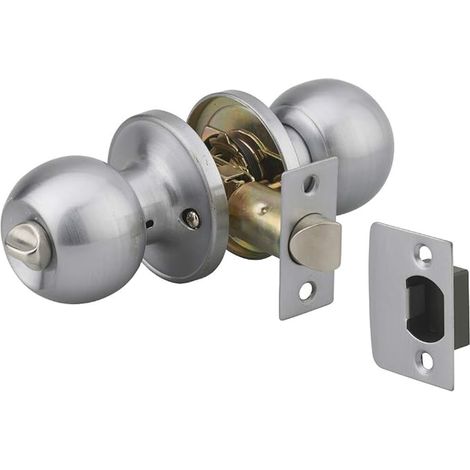 Horizontal tubular wall mounted lock for front door, adjustable shaft, chrome