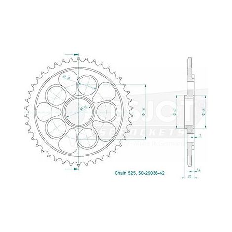 Couronne Acier Ducati - 525 - 42 Dents - Made in Germany
