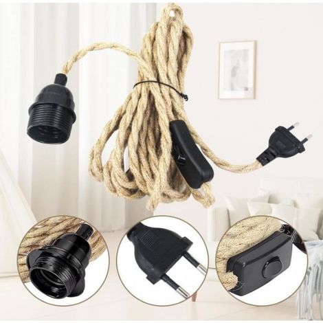 Lustre - DIY - Corde de Chanvre - 4.5m - Douille E27 - Interrupteur Inclus (1/4)