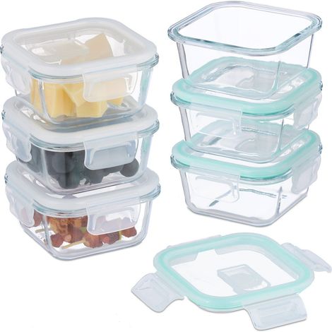 Recipientes de vidrio para almacenar alimentos con tapas herméticas