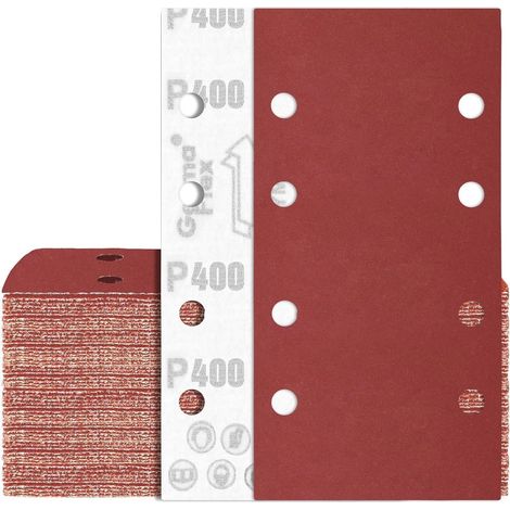 80 Stück Schleifpapier 93x185 mm P400 Klett mit 8 Löchern (1/5)