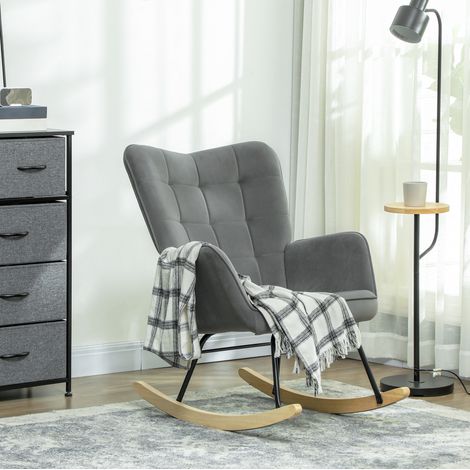 MEUBLIV poltrona a dondolo 98 x 71 x 101 cm grigio scuro con braccioli (1/4)