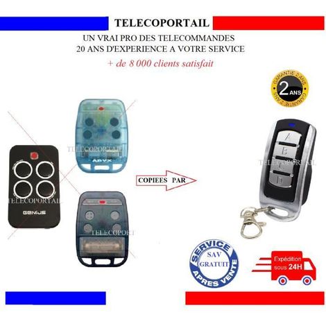 ADYX GENIUS BRAVO - TELECOMMANDE COPIEUSE COULEUR METAL ADYX GENIUS BRAVO TE4433H BLEUE, NOIRE - BIP PORTAIL (1/2)