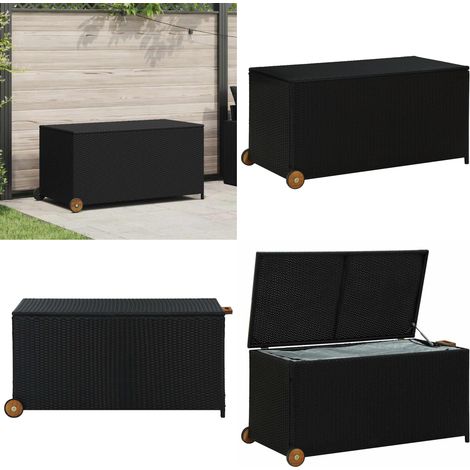Garten-Auflagenbox Schwarz 120x65x61 cm Poly Rattan - Gartentresore - Outdoor Möbel - Stauraum - Sitzplatz Dekoration - Gartenaufbewahrung - Home & Living