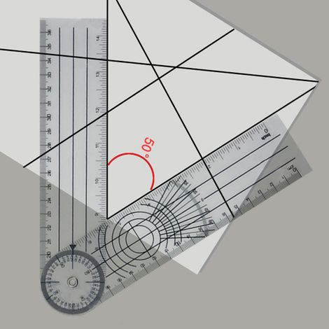 Règle pliante, rapporteur en plastique de 140 mm (5,5 pouces), finition dépolie, multi-angles, pour la mesure géométrique. (1/5)