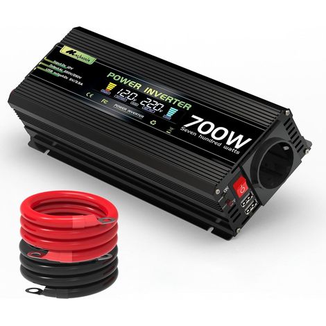 Convertisseur 700W Onduleur DC 220V/230V Équipé d'une Prise européenne, de Ports USB et des câbles Correspondants (1/5)