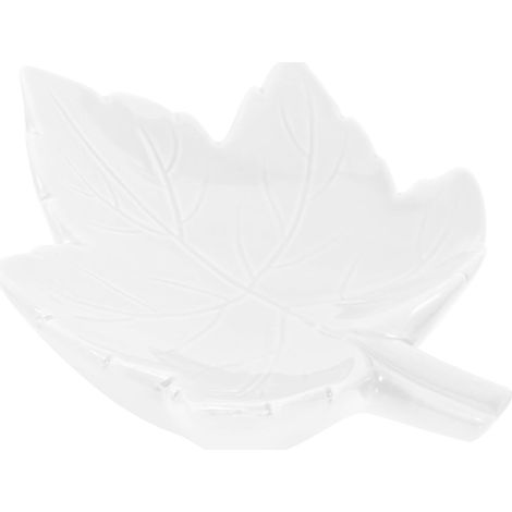 Porte-savon en céramique blanc en forme de feuille d'érable avec bec verseur. (1/5)