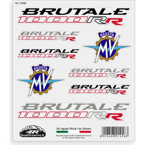 Adesivi per MV Agusta Brutale 1000RR – Set 8 Sticker Presagomati, Resistenti ad Acqua e Raggi UV, Made in Italy, Licenza Ufficiale, Foglio 160 x 135 mm (1/5)