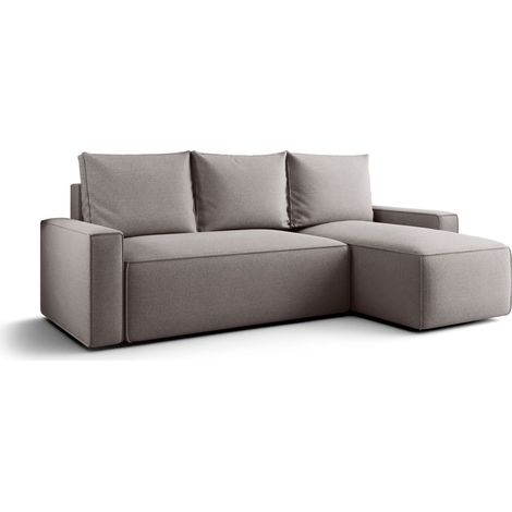 Canapé d’angle tissu convertible avec coffre intégré NORE angle droit-Gris-angle droit (1/5)