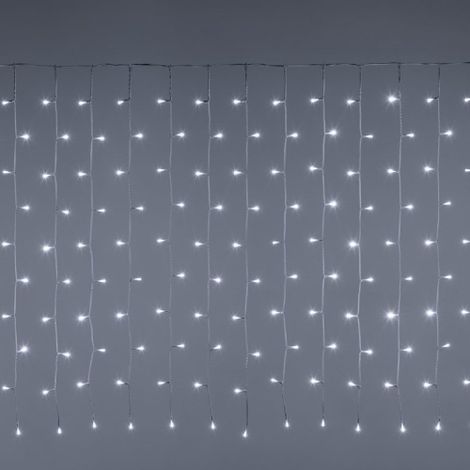 Rideau lumineux LED Ettroit 3 x 1 me'tre avec 200 LED blanc froid et effets lumineux blanc glace', IP65, extensible pour une utilisation exte'rieure, guirlande lumineuse de Noel Bianco Ghiaccio 3x1 me
