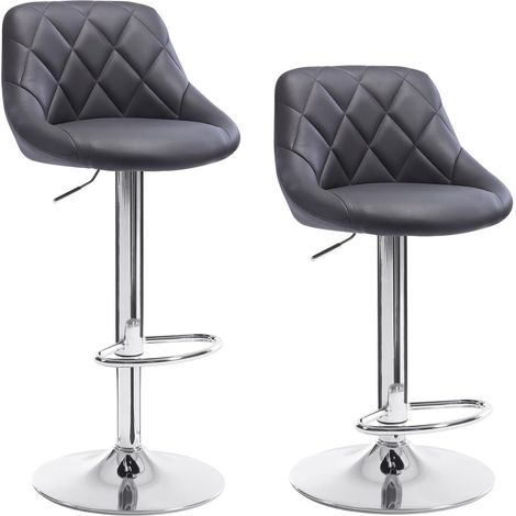 Woltu – Tabouret de bar lot de 2 – Hauteur réglable 60-82 cm – Siège en similicuir rembourré – Base en acier chromé – Rotatif 360° (1/5)