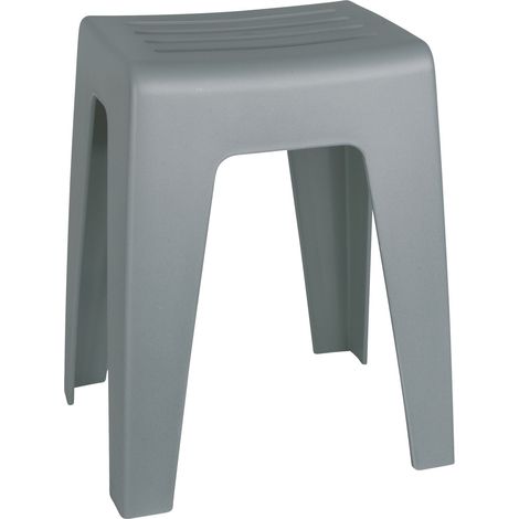 WENKO Sgabello Kumba per bagno, sgabello per doccia, in plastica, 38x47x32 cm, colore grigio (1/5)