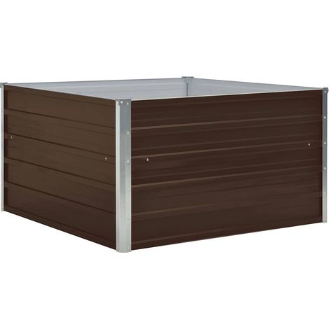 Jardinière, Pot de Fleurs d'extérieur, 100 x 100 x 45 cm Acier galvanisé Marron OIB3393E (1/5)