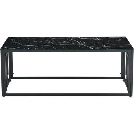 Table basse SOPHIE pieds en métal noir 120 cm - Marbré noir (1/5)