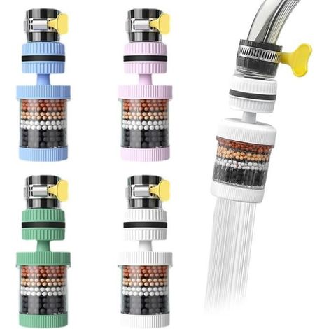 4 pièces filtre à eau d\'évier 6 couches filtre à eau de robinet filtre à eau du robinet universel pour robinet d\'évier (1/4)