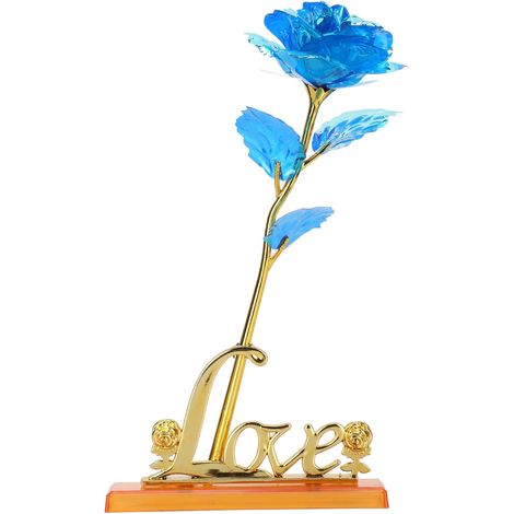 Transparent Rose Flower with Love-Shaped Stand, Colorful Artificial Rose in a Gift Box for Valentine's Day, Weddings, Home and Office Decoration (1/5)