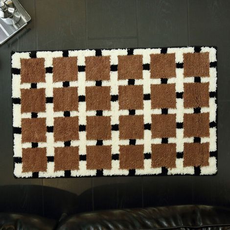 Rutschfeste Mikrofaser-Badematte, saugfähig, braun, 50 x 80 cm, maschinenwaschbar, schnelltrocknend, für moderne Badezimmer und Duschen (1/5)