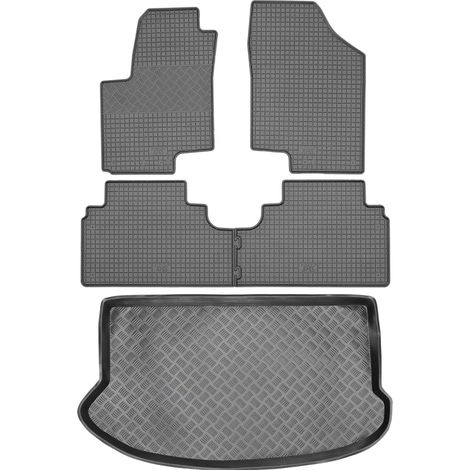 Set di tappetini in gomma per auto e tappetino per bagagliaio per Hyundai ix20 Minivan dal 2010 al 2018.