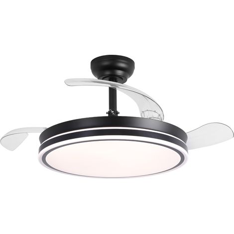 Parrot Uncle Deckenventilator mit LED und ausfahrbaren Flügeln, 106 cm, 36 W DC-Motor, 6 Geschwindigkeiten, Sommer-/Winterfunktion, mit Fernbedienung, rundes Design, schwarz