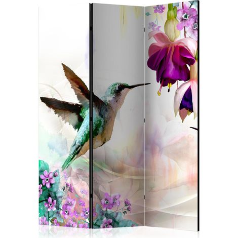 Paravento - Hummingbirds and Flowers [Room Dividers] - 135x172 (1/4)