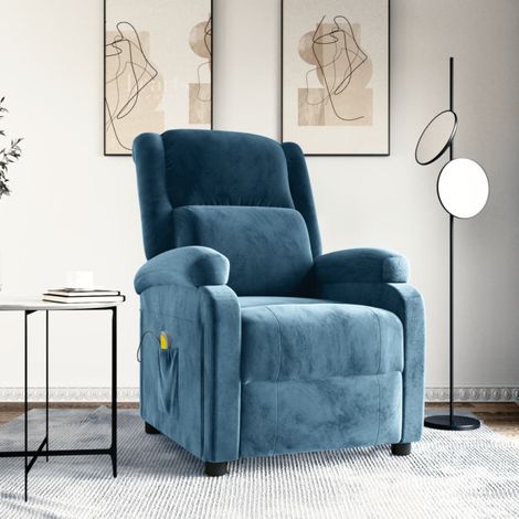 vidaXL Fauteuil de massage Bleu Velours (1/5)