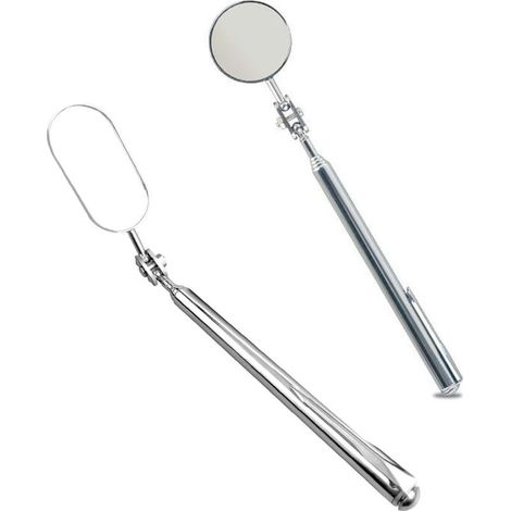 Lot de 2 Miroirs d'Inspection pour Voiture avec Manche Télescopique Extensible, Rotation à 360° Rond & Ovale pour Techniciens (1/5)