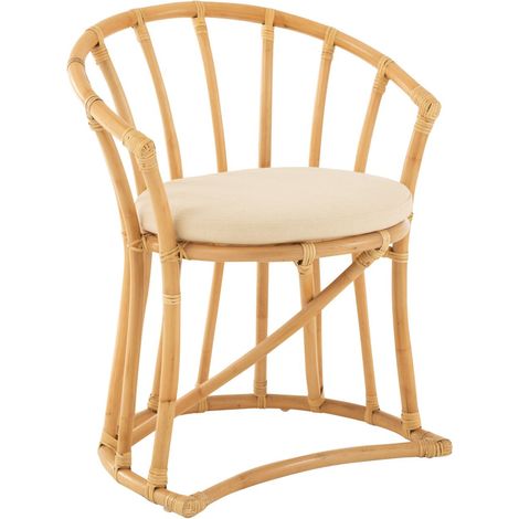 Chaise avec coussin 60x61x70 cm en rotin naturel et écru (1/5)