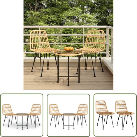 The Living Store Ensemble à manger de jardin 3 pcs Résine tressée - Meubles De Jardin - Salon De Jardin - Set De Jardin - Table De Jardin - Chaises De Jardin (1/5)