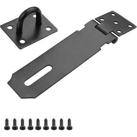 pair Loquet et targette (Noir)Cadenas Moraillon 5 Pouces Loquet De Porte, Cadenas Moraillon Serrure De Porte Extérieure Avec Vis, Loquet De Porte En Acier Inoxydable Pour Porte, Tiroir, Placard (1/5)