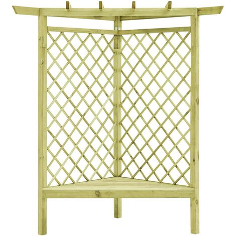 Tonnelle Barnum de Jardin, Pavillon, Pergola, Tente de jardin, d'angle avec siège 130x130x197 cm Pin imprégné OIB5003E (1/5)