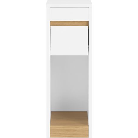SoBuy Nachttische mit Abnehmbarem Oberteil und Schublade, Schmale Beistelltische für Sofa, Nachttische für Schlafzimmer und Wohnzimmer, Hoher Schmaler Tisch Weiß und Holz BHT ca. 20x60x35 cm FBT163-WN