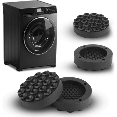 Tapis anti-vibrations pour lave-linge - Lot de 4 patins silencieux et antidérapants en silicone pour lave-linge, sèche-linge, réfrigérateur, meubles et sols délicats - B (1/5)