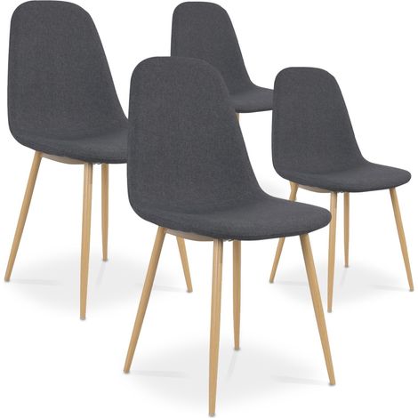 Lot de 4 chaises scandinaves Bali tissu Gris (1/3)