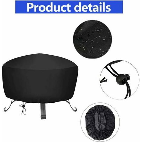 1 Housse de Protection Barbecue Brasero Imperméable Tissu Oxford Cordon de Serrage Noir Jardin (1/3)