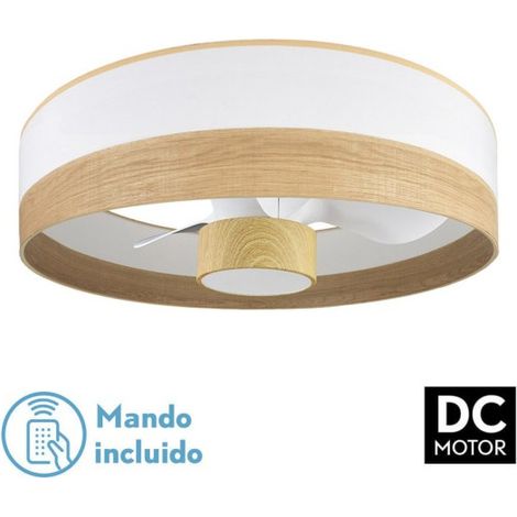 Ventilatore Olga DC 24W Bianco/Legno di faggio chiaro 3 pale 2390 lm 6 velocità 3CCT Telecomando 70 cm (1/3)