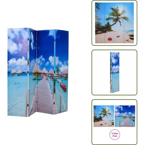 Cloison de séparation pliable 160 x 170 cm Plage - Séparateur De Pièce - Cloison Pliable - Décoration Murale - Organisation Intérieur - Diviser Pièce (1/5)