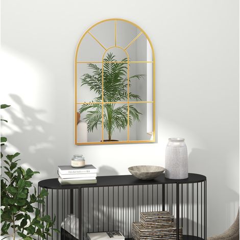 Wandspiegel Fenster 91 x 60 cm aus goldfarbenem Metall OKMYHOME (1/5)