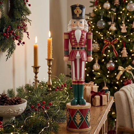 EDG Enzo De Gasperi Soldatino Natalizio H61 Ø14 cm Bianco Rosso – Decorazione di Natale (1/5)