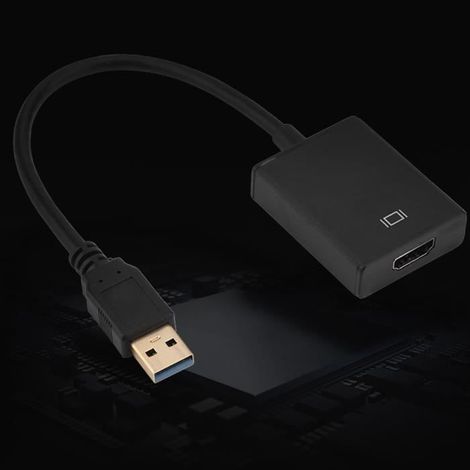 Adaptateur USB vers HDMI - Non spécifié - 1080P - Compatible Windows - Multifonctionnel - Noir (1/4)