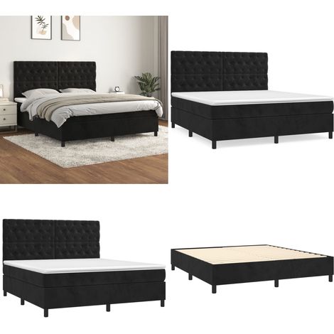 Boxspringbett mit Matratze Schwarz 160x200 cm Samt - Samtbett - Boxspringbett - Doppelbett - Schlafzimmermöbel - Luxusbett - Home & Living (1/5)
