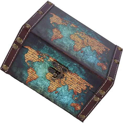 Boîte de rangement en bois de style européen, organisateur de bijoux vintage, présentoir, ornement de bureau 2208A-06-Vert Carte (1/5)