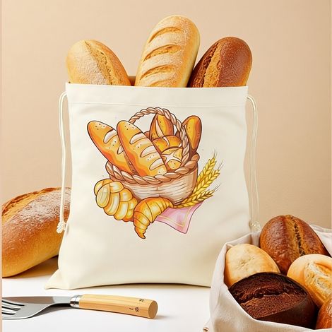 Lot de 3 sacs à pain en lin — Réutilisables, matière naturelle, conçus pour la conservation du pain au levain et du pain artisanal.