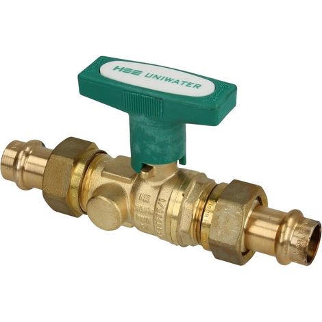 Robinet à bille avec raccord à sertir 15 mm avec poignée ISO-T