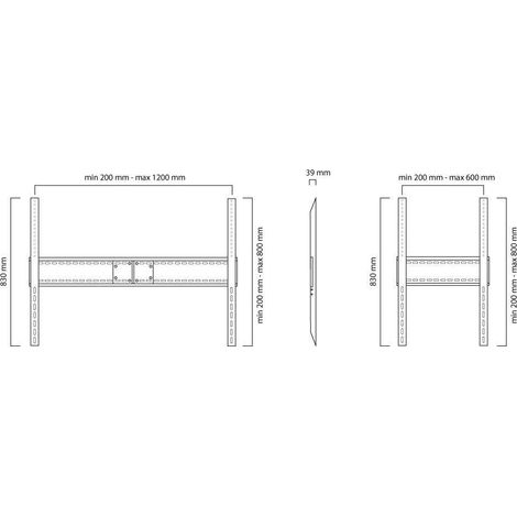 Fixation murale TV - NEWSTAR - LFD-W1500 - Noir - 150 kg Max - 60-100 pouces (1/3)